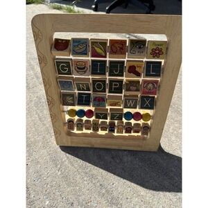 Wooden Alphabet Learning Board Activity Toy ABC Blocks Montessori